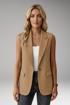 Giselle | Women's Sleeveless Blazer | Notch Collar, Flap Pockets