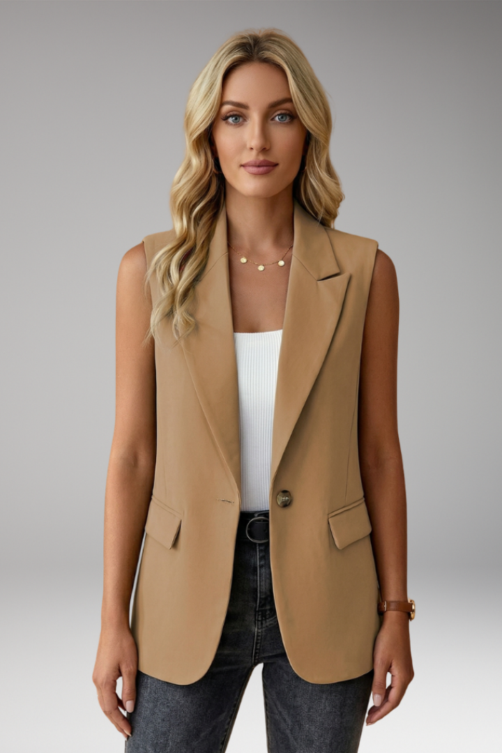 Giselle | Women's Sleeveless Blazer | Notch Collar, Flap Pockets