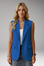 Giselle | Women's Sleeveless Blazer | Notch Collar, Flap Pockets