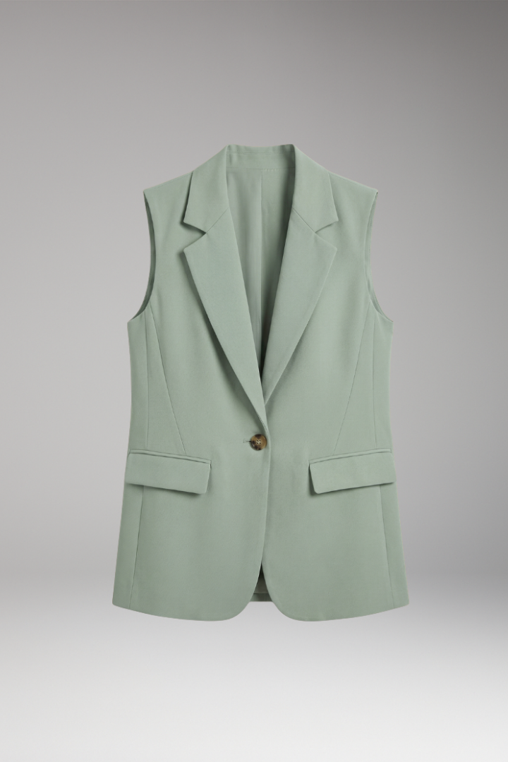 Giselle | Women's Sleeveless Blazer | Notch Collar, Flap Pockets