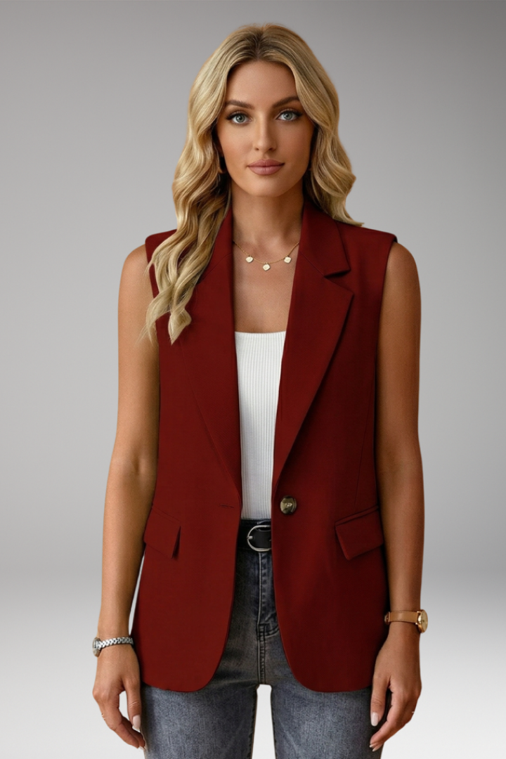 Giselle | Women's Sleeveless Blazer | Notch Collar, Flap Pockets