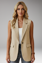 Giselle | Women's Sleeveless Blazer | Notch Collar, Flap Pockets
