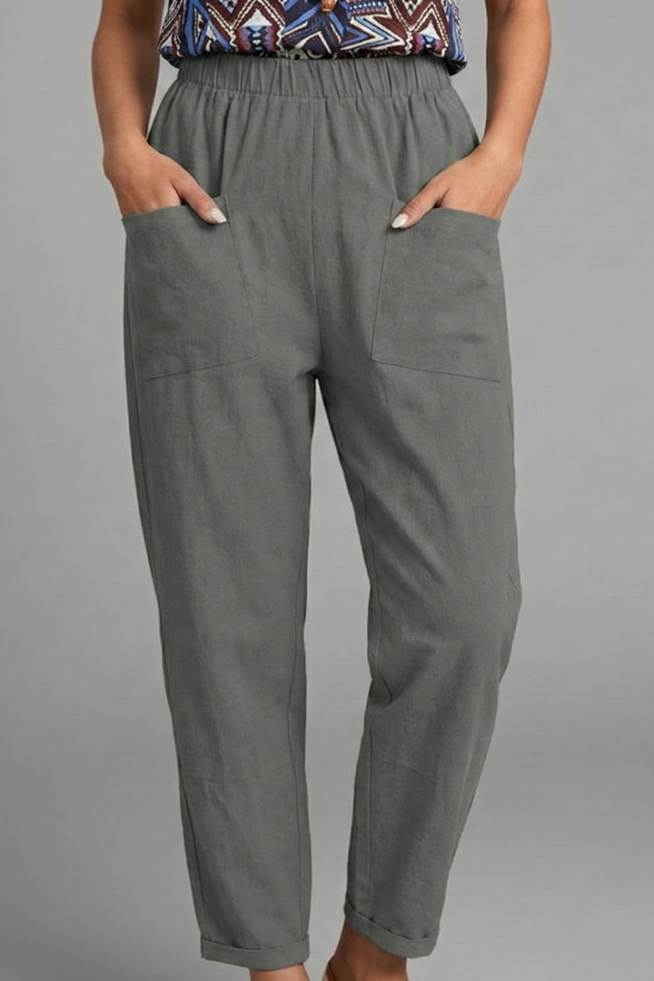 Maren | Women's Trousers | Elastic Waist, Side Pockets | Ankle Length