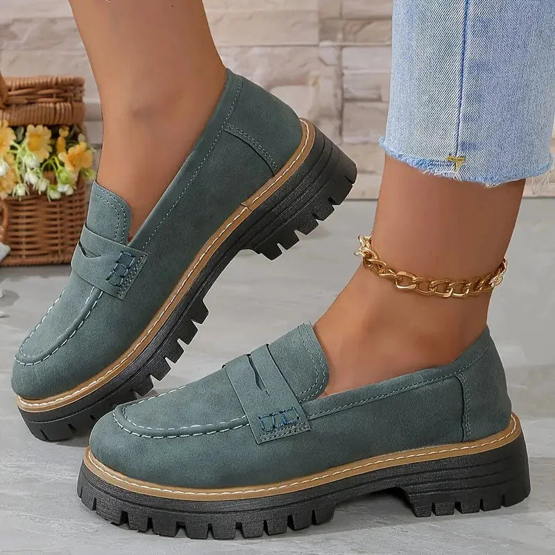 Arch Support Loafers Women Wide Fit Platform Chunky Sole Cushioned