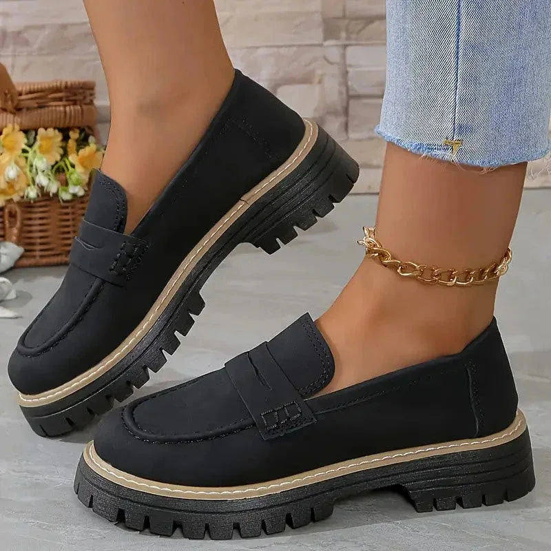 Arch Support Loafers Women Wide Fit Platform Chunky Sole Cushioned