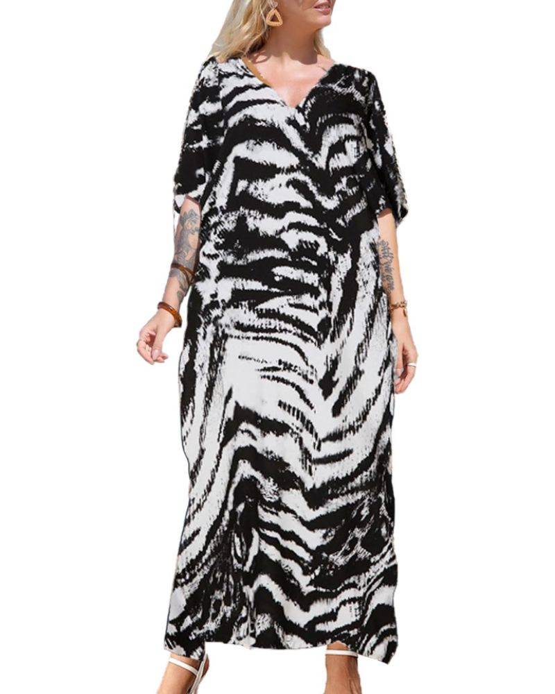 Anouk | Women's Kaftan Dress | Bohemian Beach Cover-Up | V-Neck, Maxi