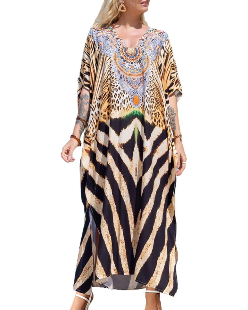 Anouk | Women's Kaftan Dress | Bohemian Beach Cover-Up | V-Neck, Maxi