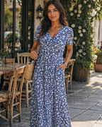 Hazel | Women's Maxi Dress | Bohemian V-Neck, Empire Waist, Pockets