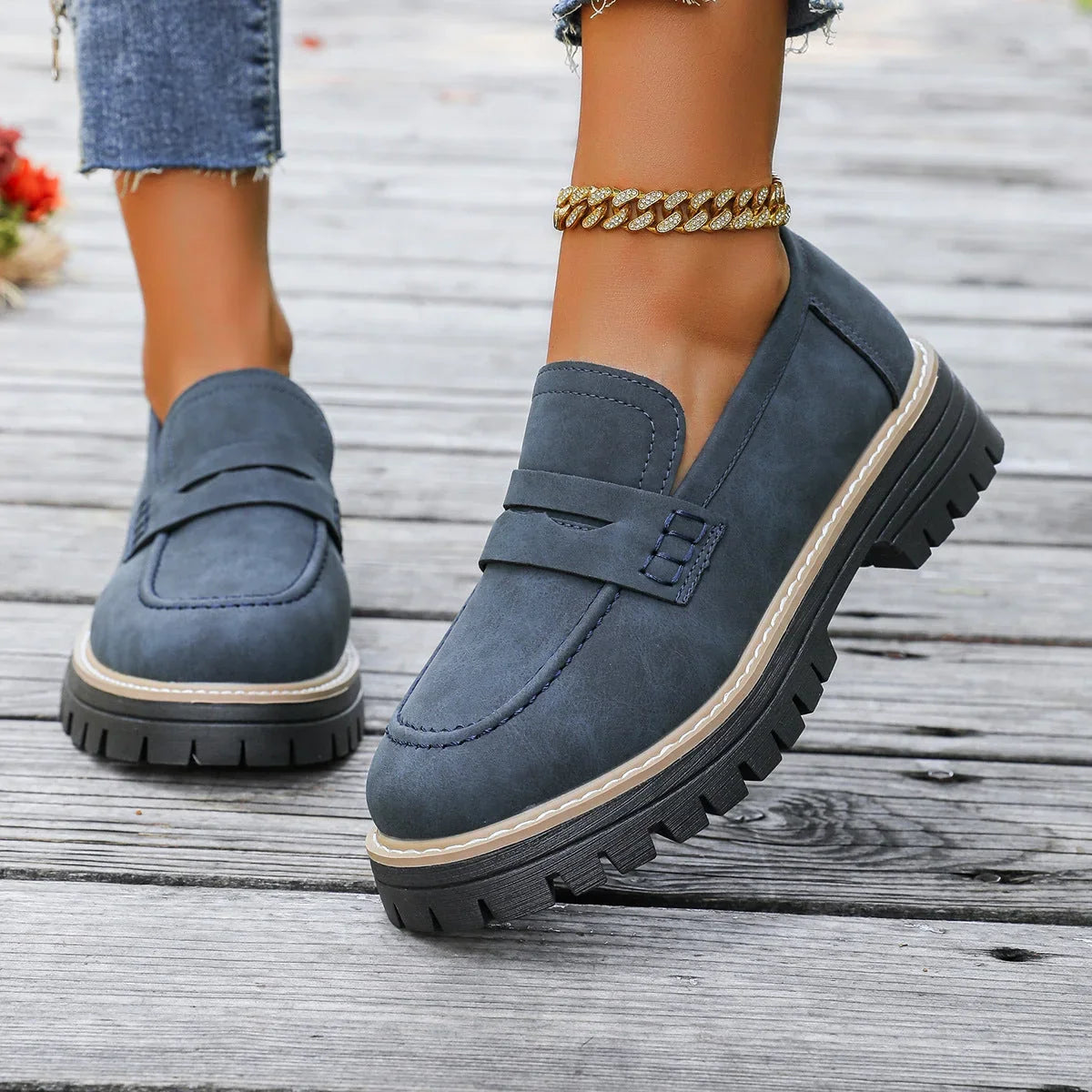 Arch Support Loafers Women Wide Fit Platform Chunky Sole Cushioned