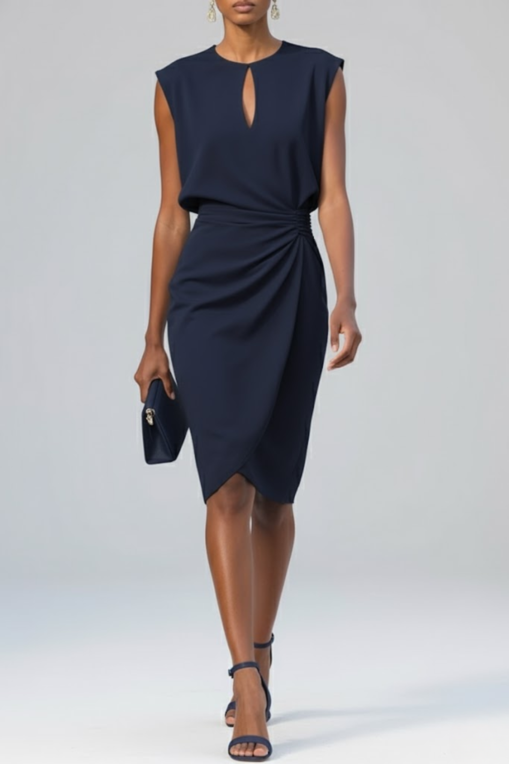Odette | Women's Midi Dress | Keyhole Neckline, Ruched | Summer