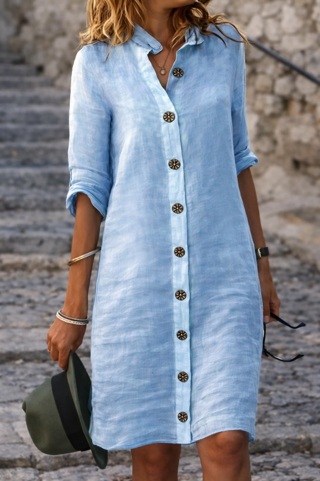 Shirt Dress Women Button Front Half Sleeve | Halle