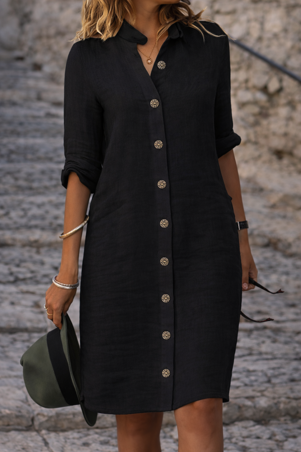 Shirt Dress Women Button Front Half Sleeve | Halle