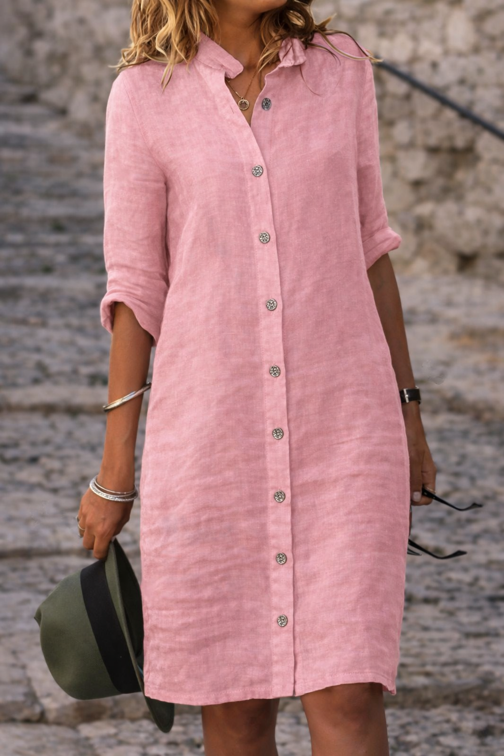 Shirt Dress Women Button Front Half Sleeve | Halle