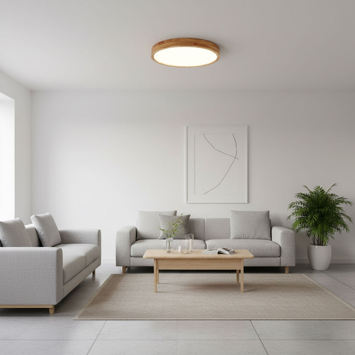 Valentina | Flush Mount Ceiling Light | Nordic Wood, Round LED, 18W