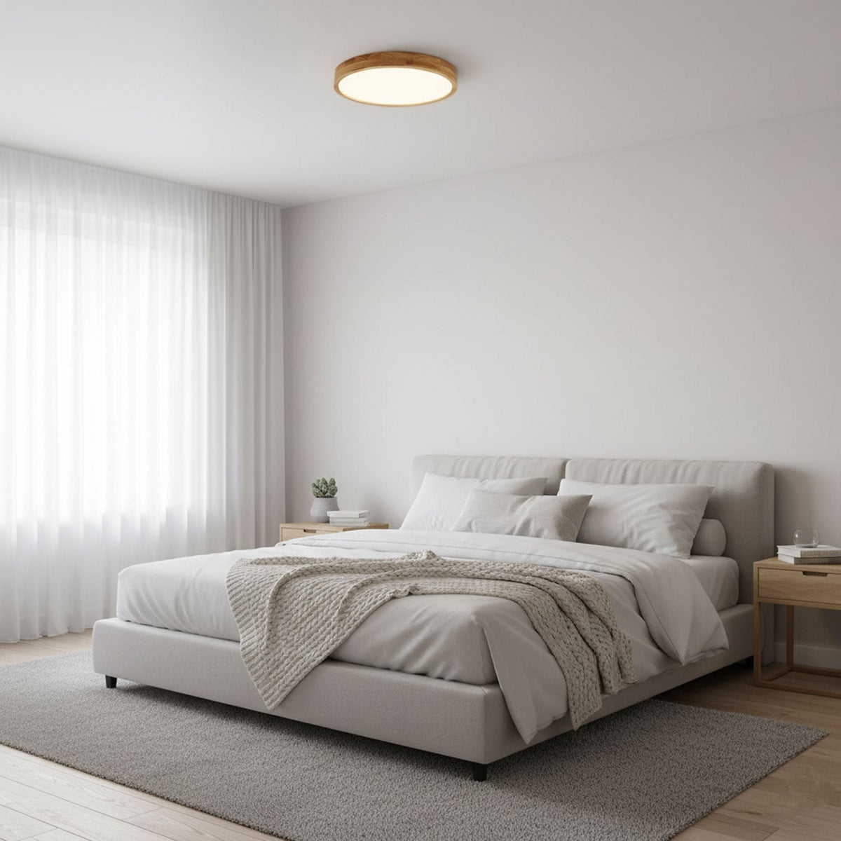 Valentina | Flush Mount Ceiling Light | Nordic Wood, Round LED, 18W
