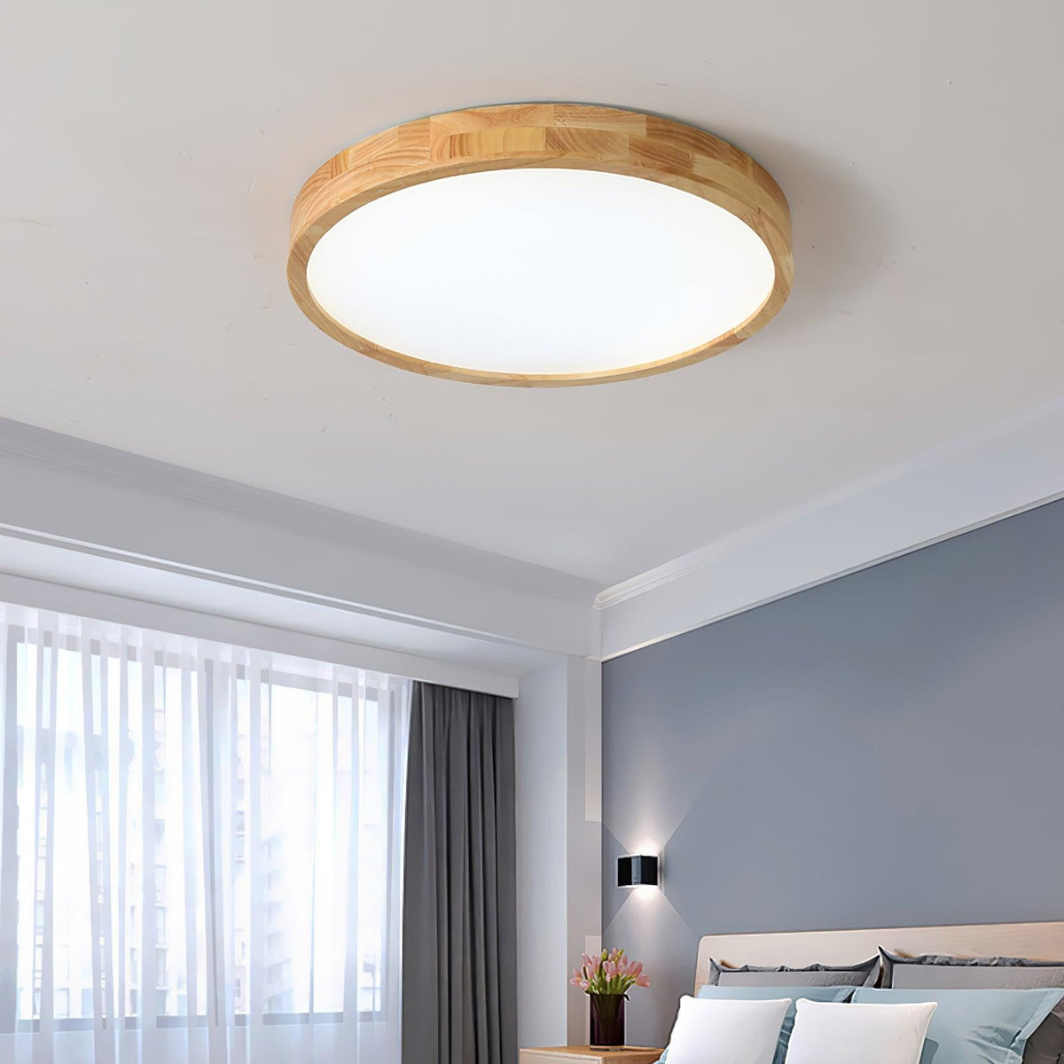 Valentina | Flush Mount Ceiling Light | Nordic Wood, Round LED, 18W