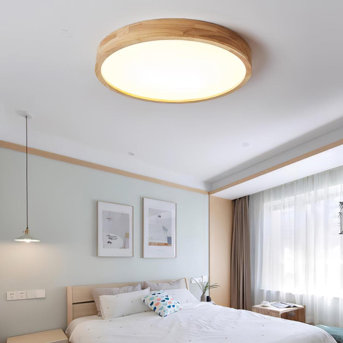 Valentina | Flush Mount Ceiling Light | Nordic Wood, Round LED, 18W