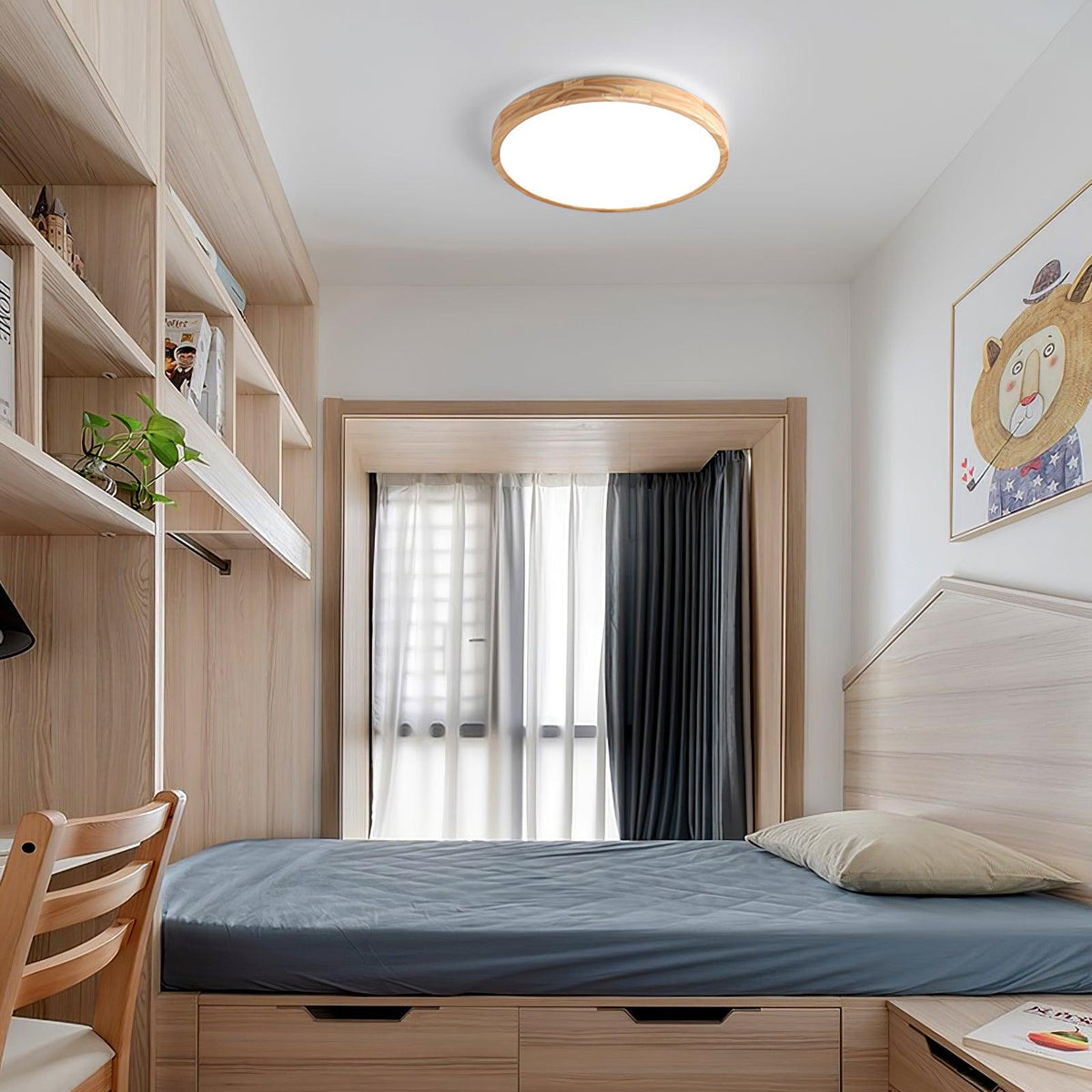 Valentina | Flush Mount Ceiling Light | Nordic Wood, Round LED, 18W