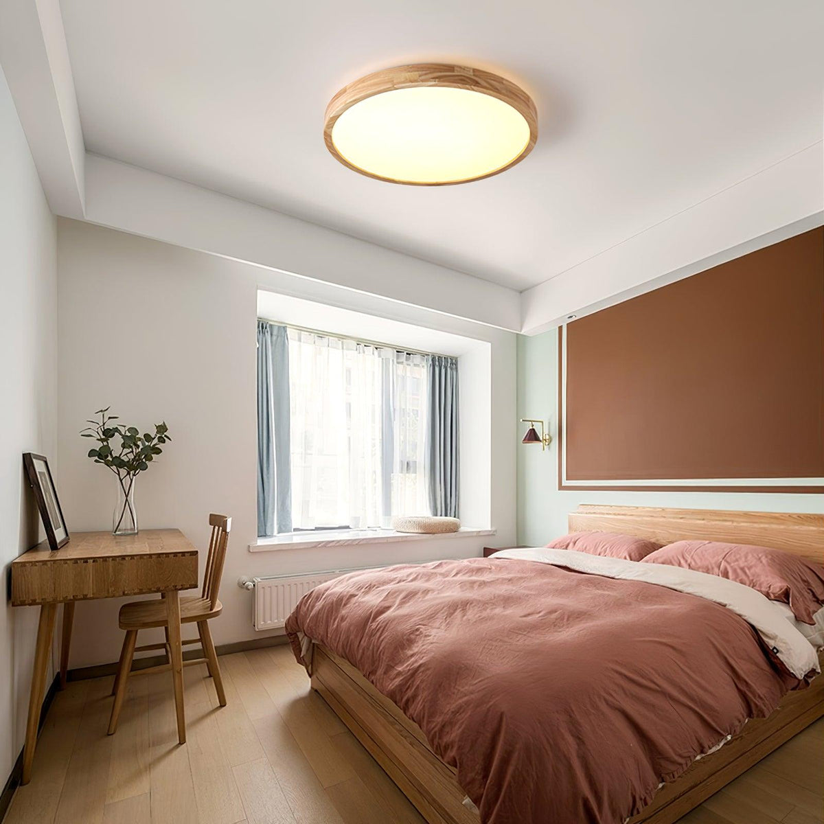 Valentina | Flush Mount Ceiling Light | Nordic Wood, Round LED, 18W