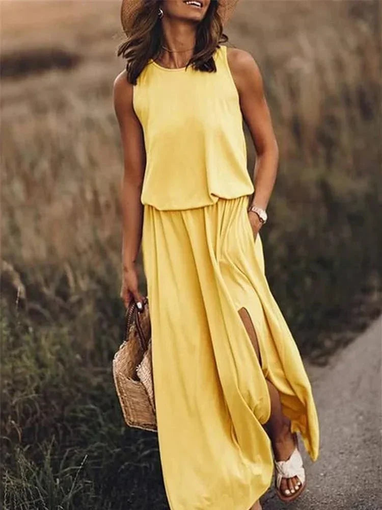 White Maxi Dress Women Flowy Lightweight Summer | Kaia