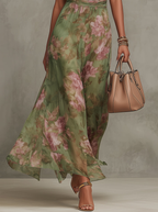 Summer Dress Women Floral Print Halter Neck Lightweight Flowy Maxi