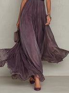 Long Summer Dress Women Lightweight Chiffon Lace Maxi Violet