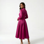 Midi Dress Women Fuchsia Pink Side Pockets Plus Size Options