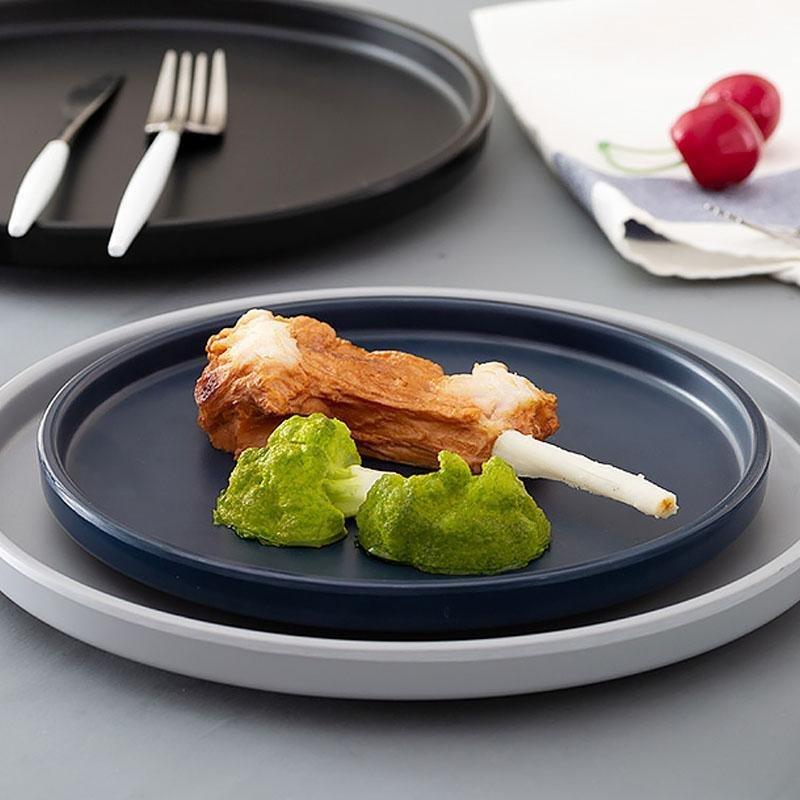 Ondina | Melamine Dinnerware Set | 16-Piece Farm Style | Gray, Black, Green