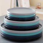 Ondina | Melamine Dinnerware Set | 16-Piece Farm Style | Gray, Black, Green