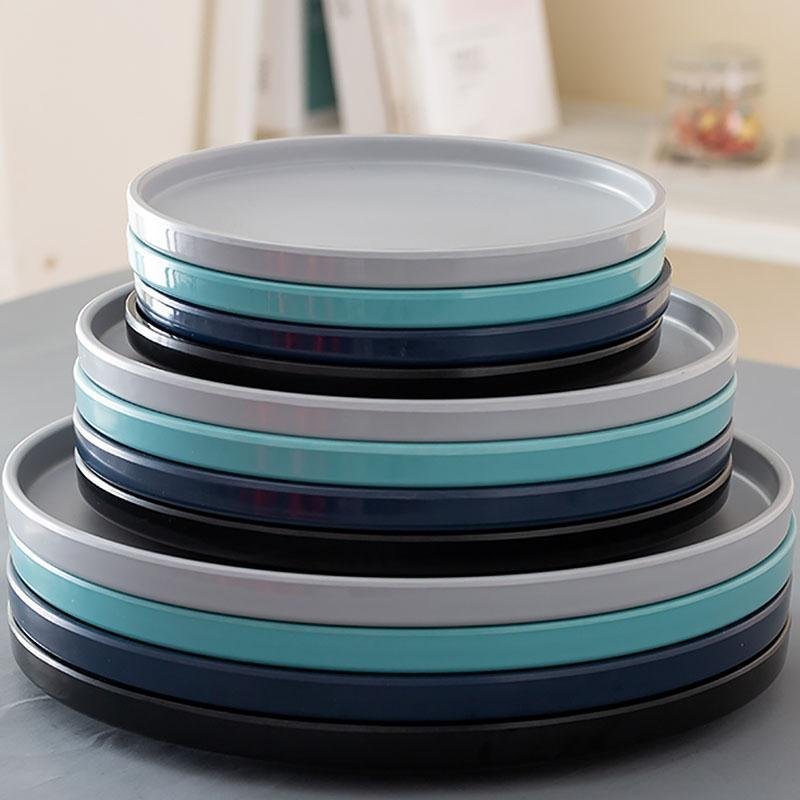Ondina | Melamine Dinnerware Set | 16-Piece Farm Style | Gray, Black, Green