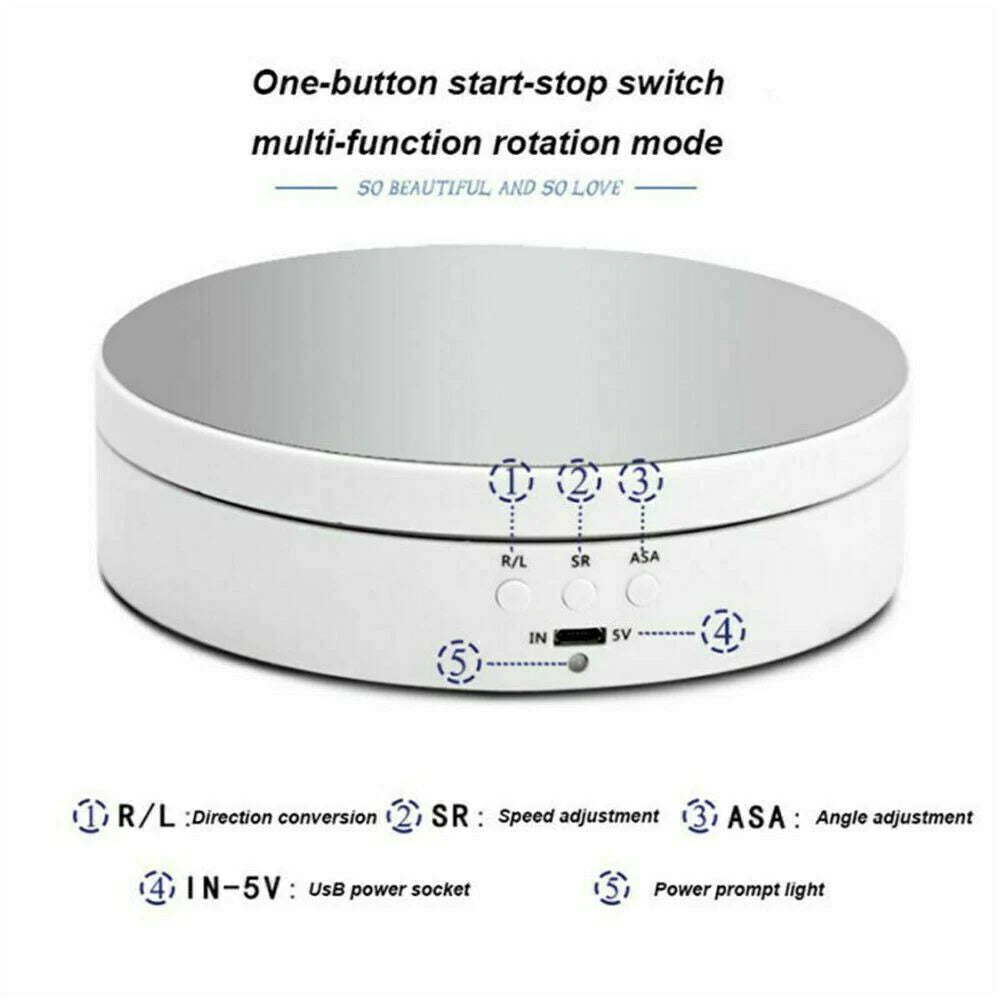 Anouk | Rotating Display Stand | 360° Electric Turntable | USB, 3 Speeds