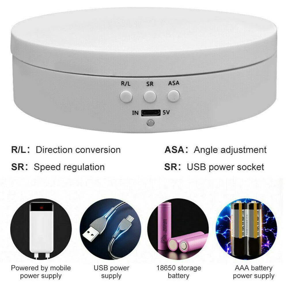 Anouk | Rotating Display Stand | 360° Electric Turntable | USB, 3 Speeds