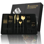 Kira | Cutlery Set 24 Piece | Stainless Steel, Gold Accent | Black, White, Rose