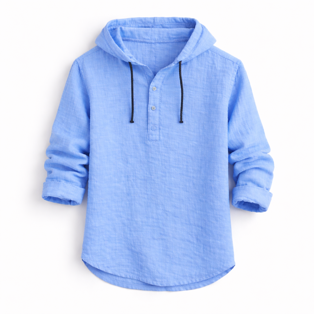 Orla | Men's Linen Shirt | Relaxed Fit, Drawstring Hood | Lightweight