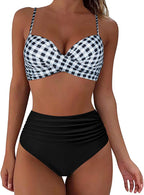 High Waist Bikini Set Womens Two Piece Swimwear Padded Cups