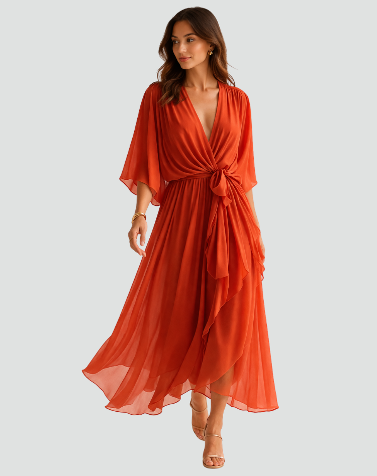 Della | Women's Maxi Wrap Dress | Summer, Flowy Silhouette | Sizes S-5XL