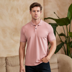 Mens Polo Shirt Lightweight Silk Relaxed Fit Structured Collar