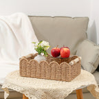 Rhea | Storage Basket | Boho Woven, Fan Edge | Natural Fibre, Rectangular