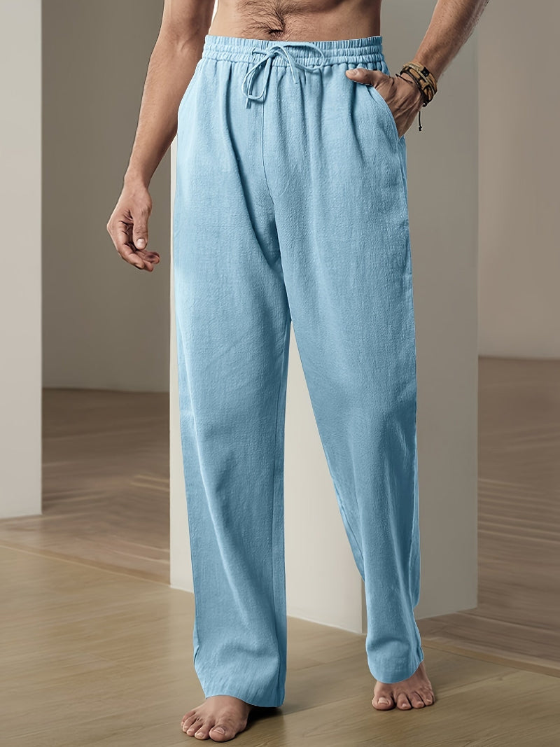 Sage | Men's Casual Trousers | Elastic Waist, Drawstring | Straight Fit