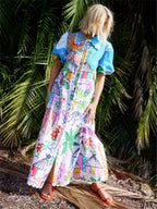 Galia | Midi Dress | Tropical Print, Lapel Neckline, Summer