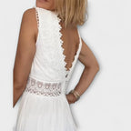 Women Lace Dress V-Neck Sleeveless Midi A-Line | Zinnia