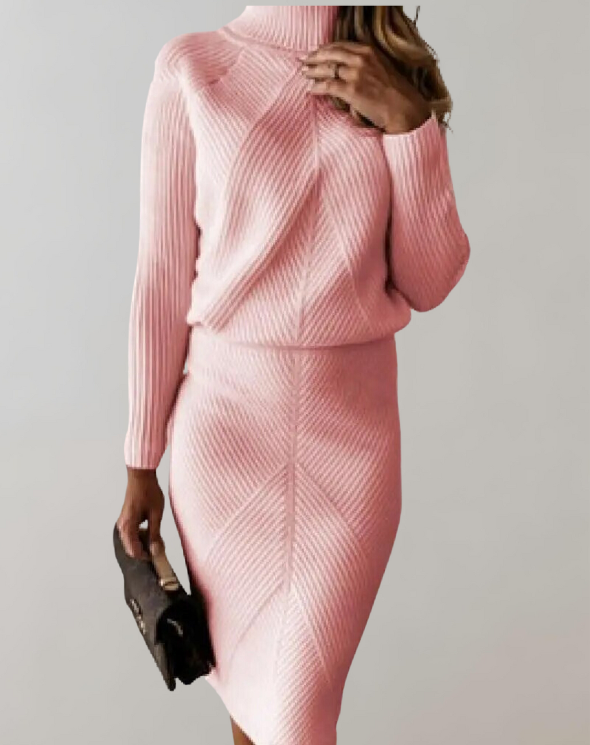 Women 2 Piece Knit Turtleneck Sweater Slim Skirt Set