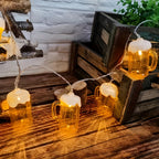 Thea | Beer Mug String Lights | LED Fairy Lights Set of 2 | Warm White, Battery Powered