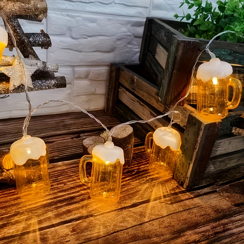 Thea | Beer Mug String Lights | LED Fairy Lights Set of 2 | Warm White, Battery Powered