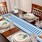 Talia | Table Runner | Oktoberfest Diamond Pattern, Blue White | 33×183 cm