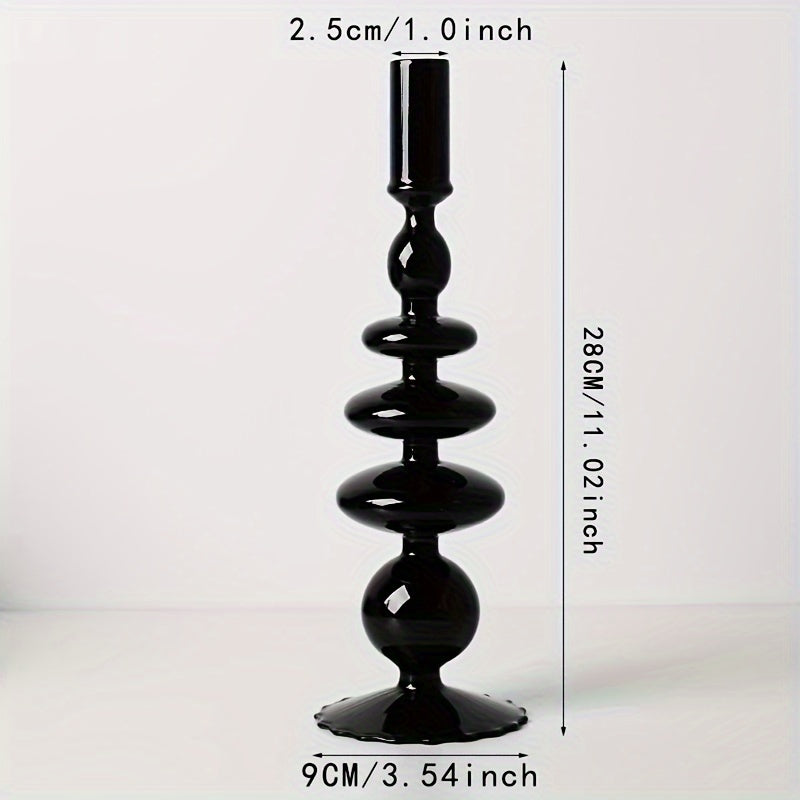 Indra | Glass Candlestick Set | Minimalist Table Decor | Lacquered, Romantic