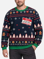 Christmas Sweater Ugly Unisex Navy Snowflake Gingerbread Pullover