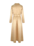 Lena | Maxi Dress | A-Line, High Waist, V-Neck, Long Sleeve | Pleated