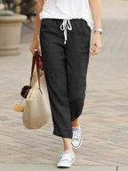 Florine | Women's Trousers | Relaxed Fit, Drawstring Waist | Full Length