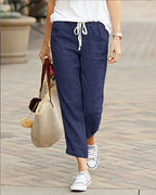 Florine | Women's Trousers | Relaxed Fit, Drawstring Waist | Full Length
